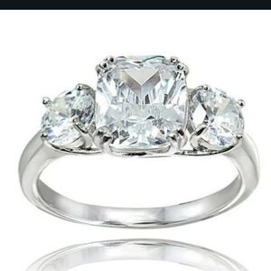 Gorgeous 3.67 TCW Cushion Cut Diamond CZ Silver Plated Ring